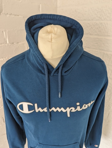 Champion Spellout Hoodie - Size XS - Teal - Cotton - P2P 21" - Picture 2 of 7